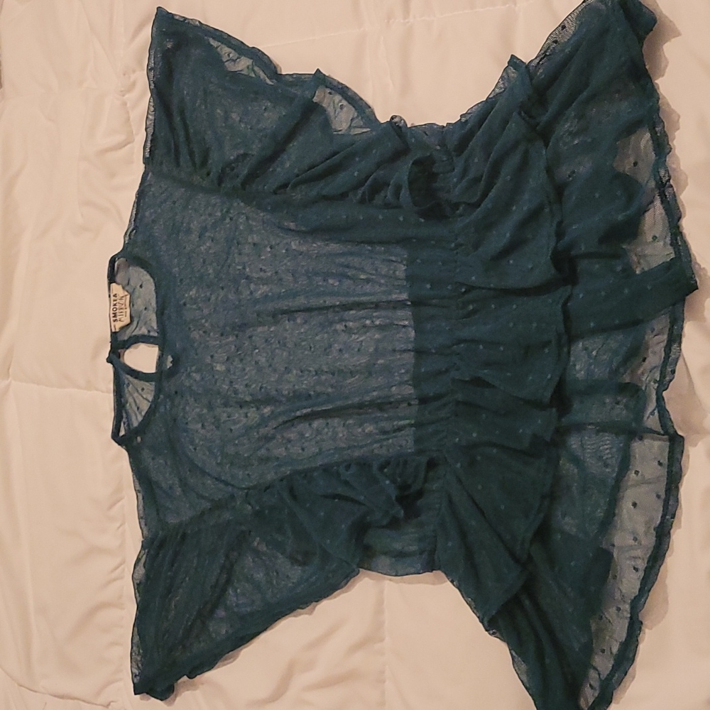 Smoke & Mirrors brand emerald green sheer top